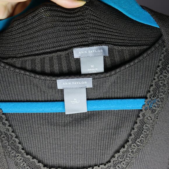 Ann Taylor Brown 2-Piece Knit Cardigan & Shell Set M NWOT - Picture 4 of 5